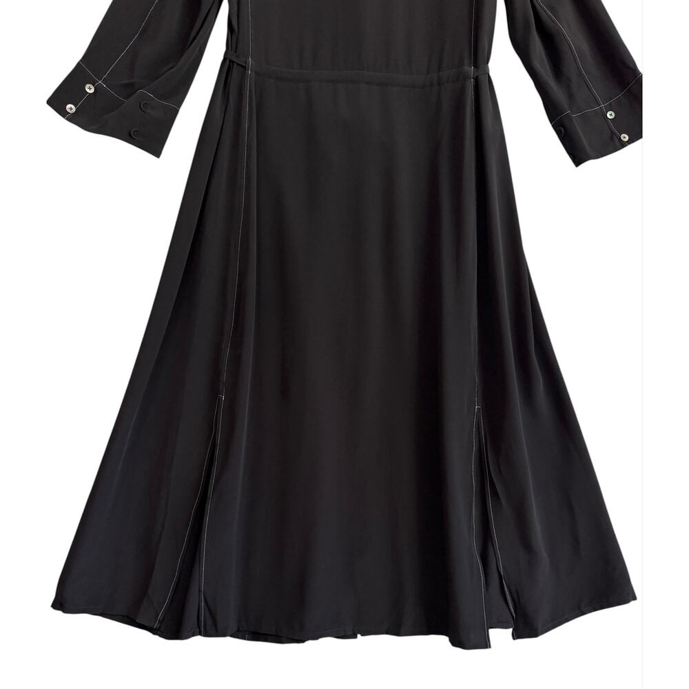 MM Lafleur The Pepper Midi Dress Black Top Stitch Medium Washable Silk Chic NWT - Picture 12 of 15